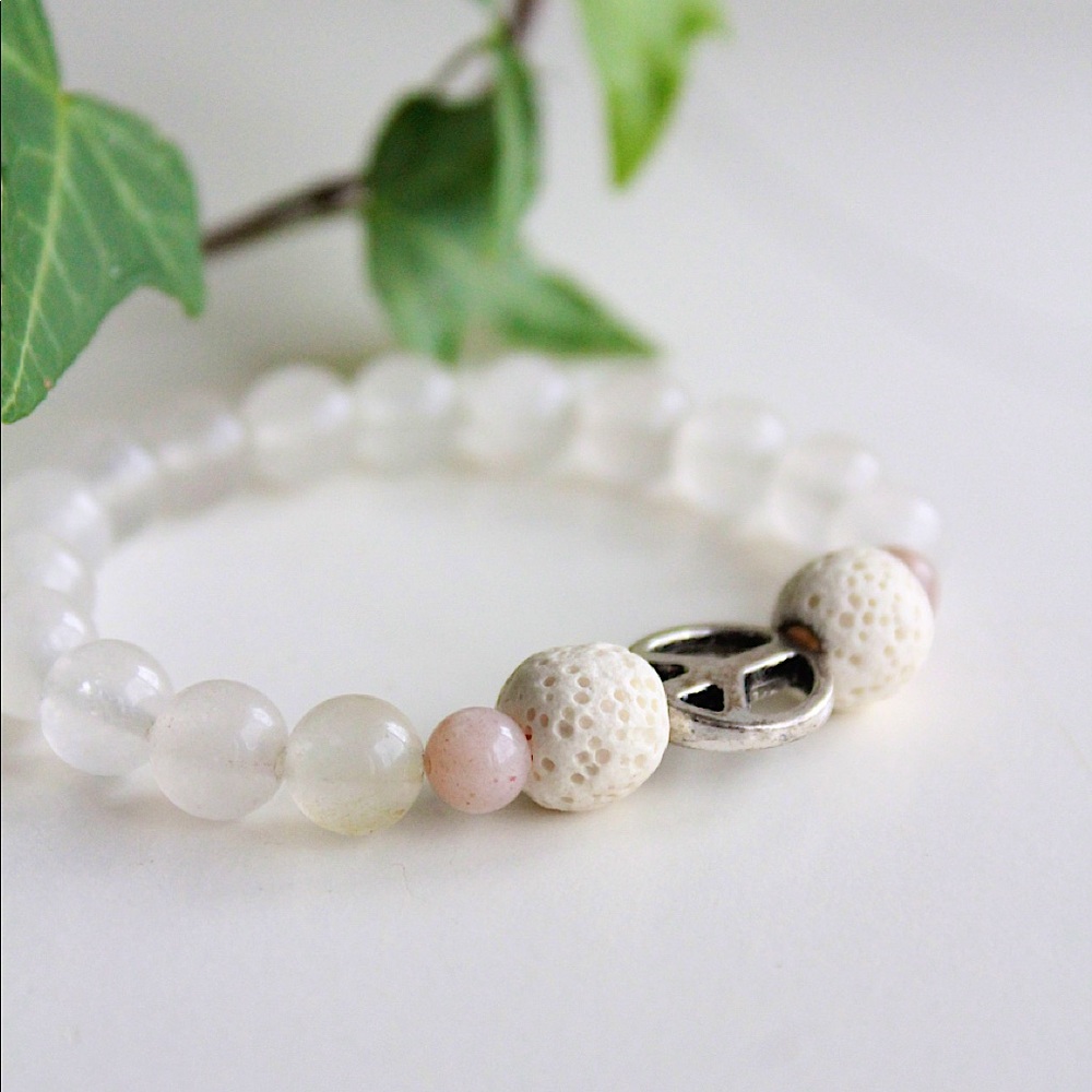 Clear + Rose Quartz Crystal Bracelet
